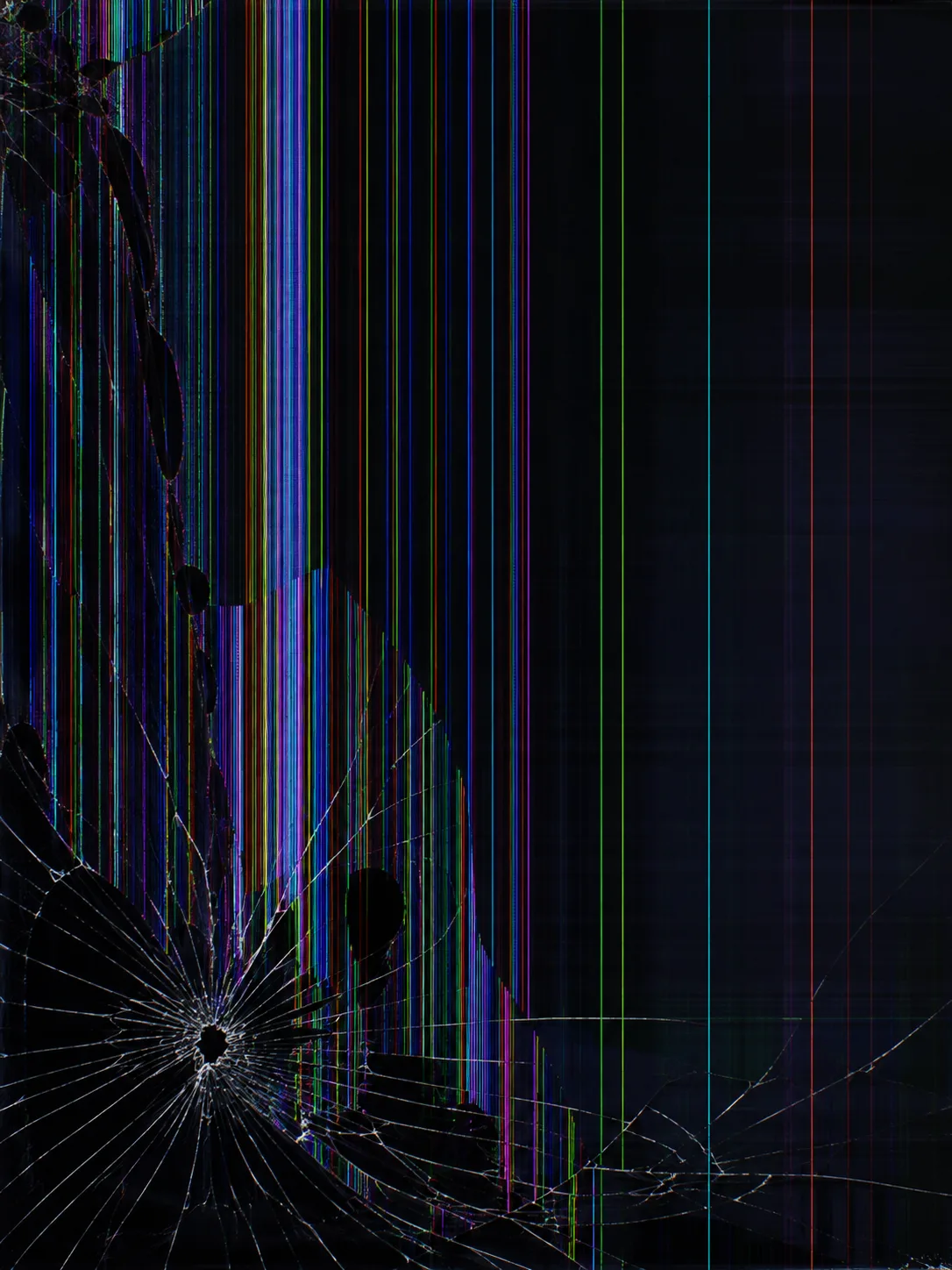 Cracked iPad screen colour lines prank