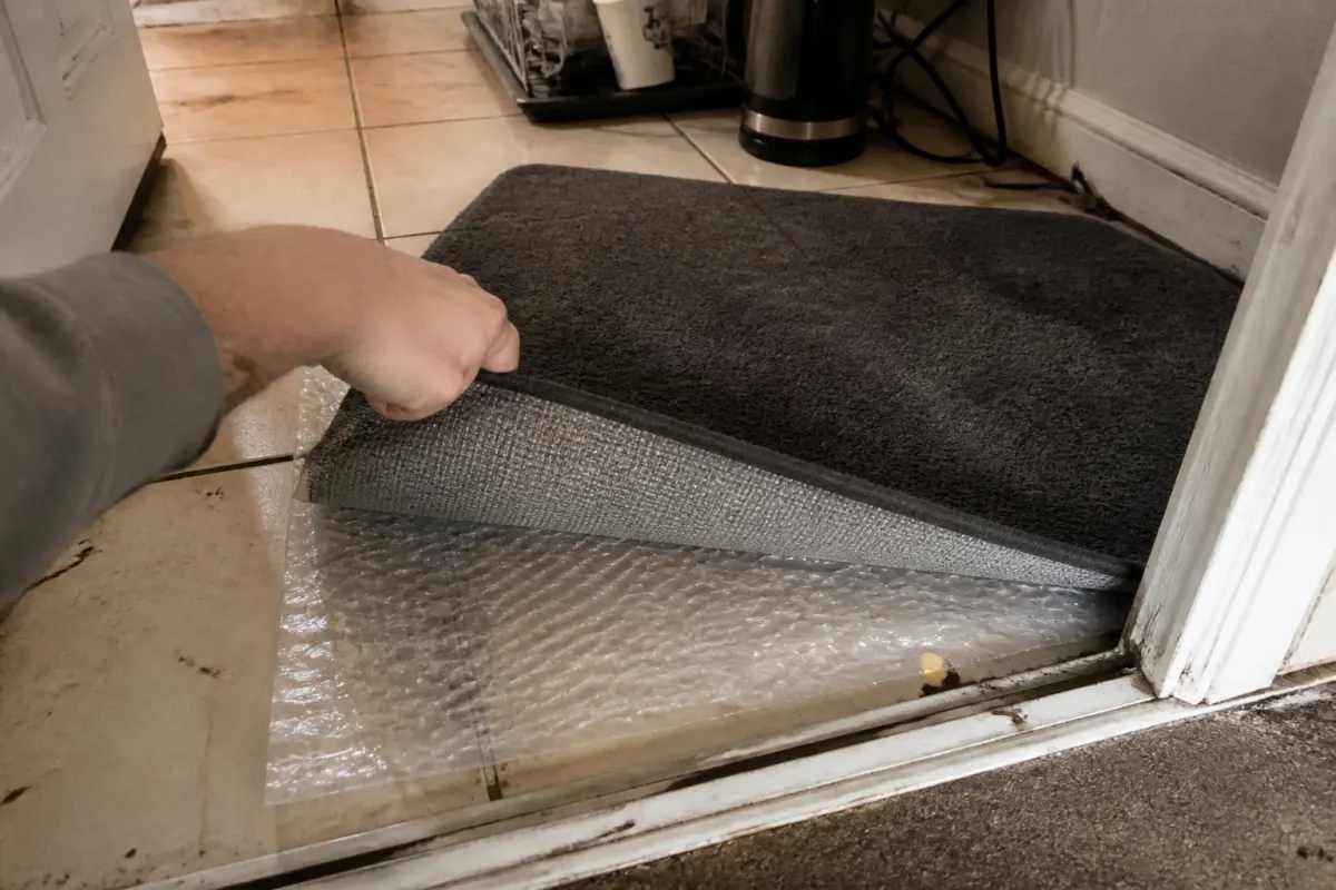 The bubble-wrap floor mat