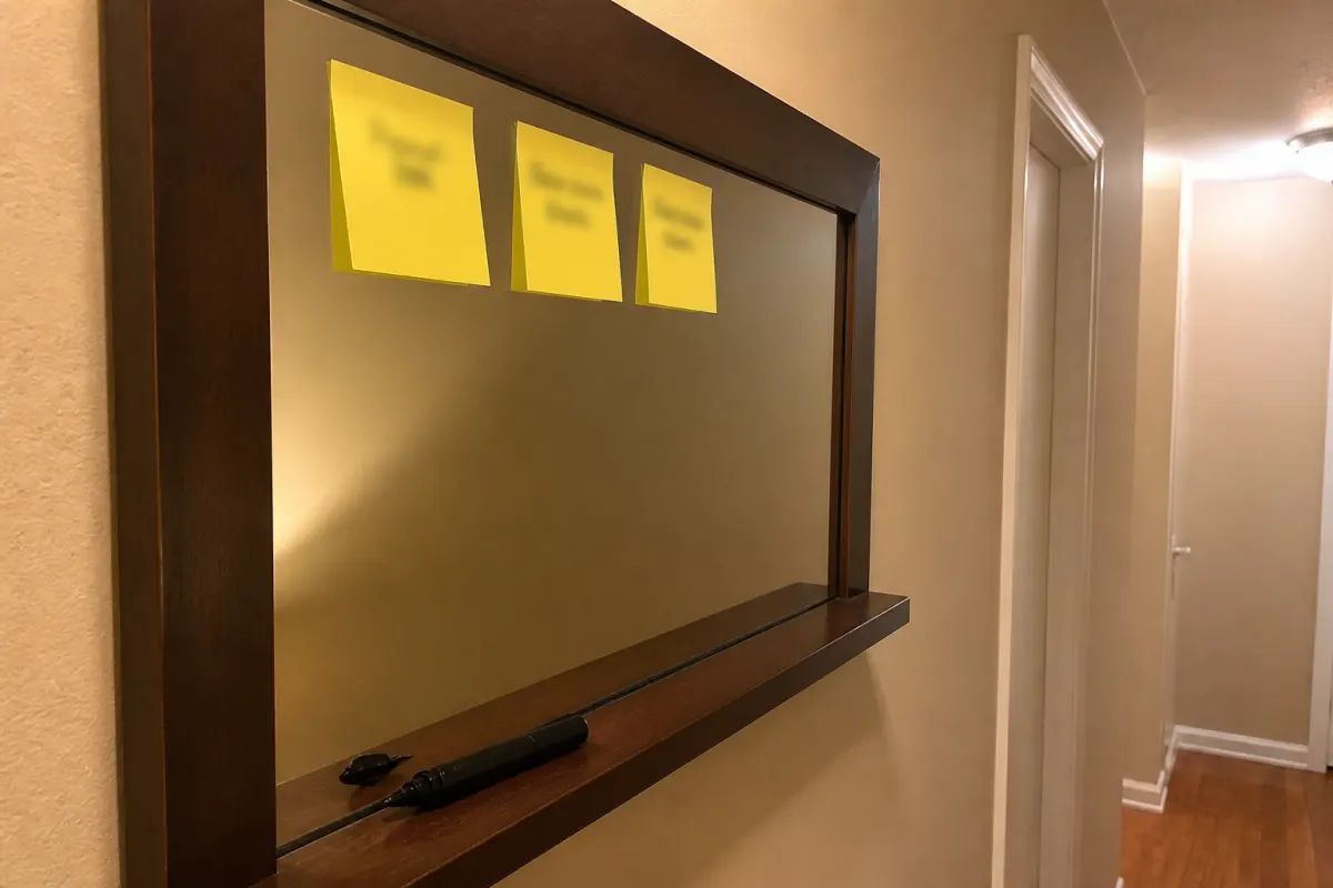 Sticky notes with names written on them for a guessing game