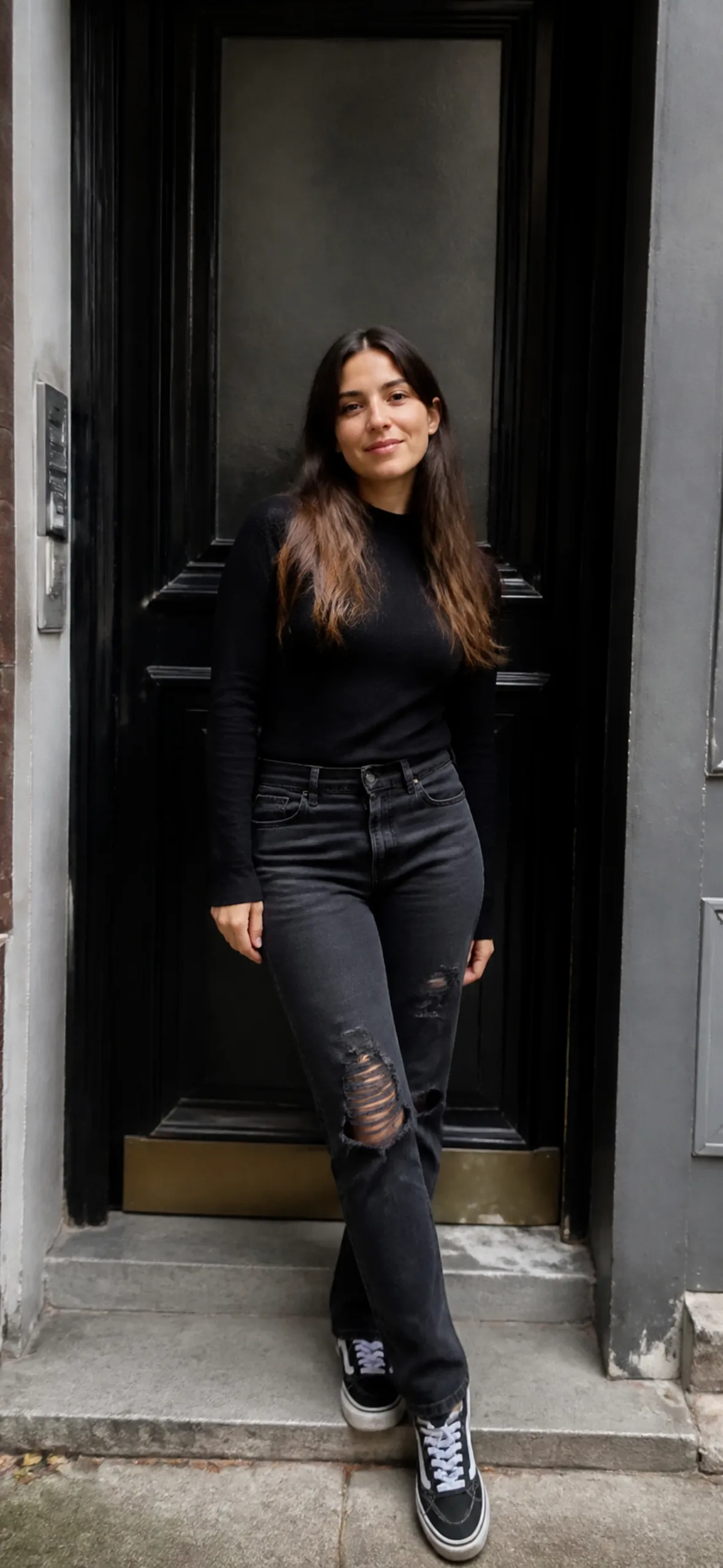 Fake call prank wallpaper — woman standing in a dark doorway